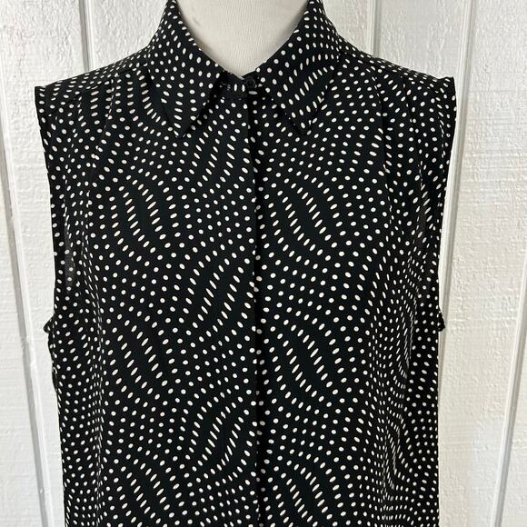 Express Women Sleeveless Polka Dot Tunic Top Dress Preppy Holiday Black Large - Picture 3 of 7